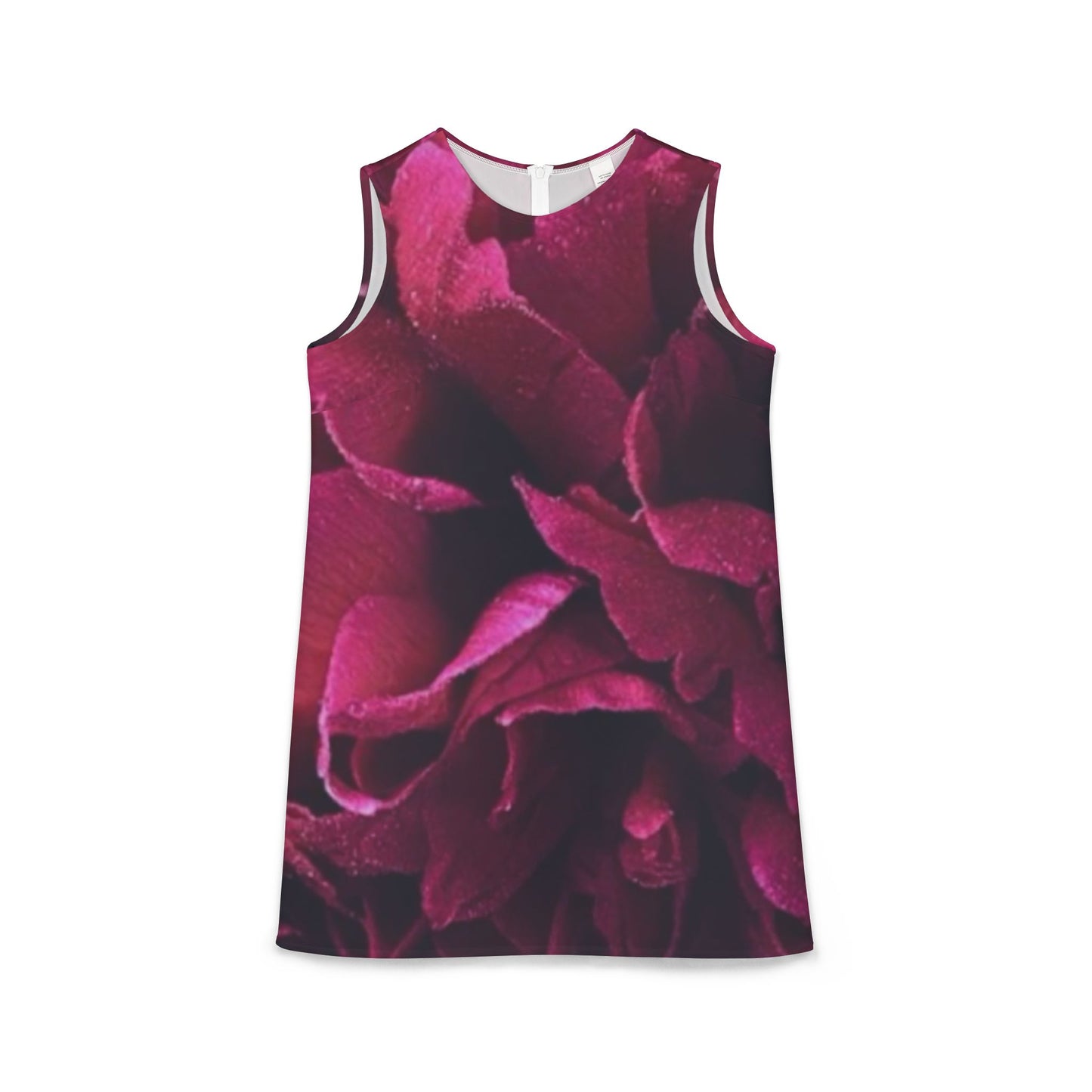 Magenta All Over Floral Design Sleeveless Dress