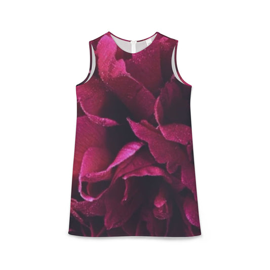 Magenta All Over Floral Design Sleeveless Dress