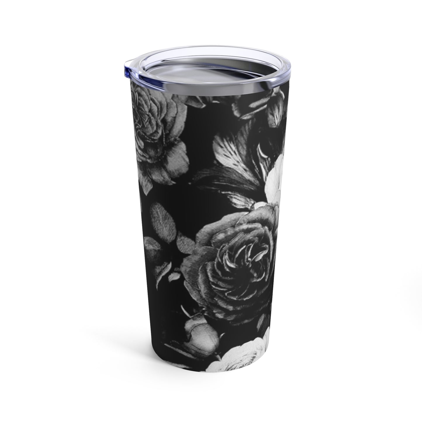 Stainless Steel Floral Tumbler 20 oz – Black & White