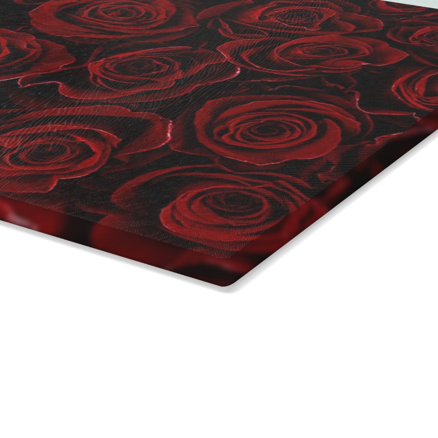 Red Roses Floral Glass Cutting Board – Romantic & Functional Kitchen Accessory