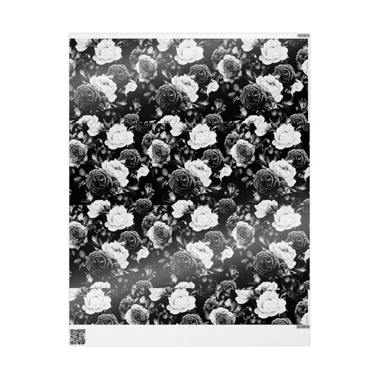 Wrapping Paper - Black and White Floral Design