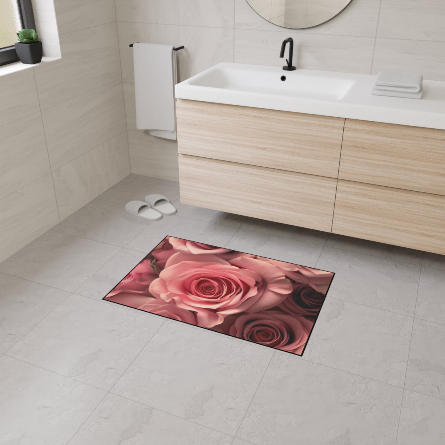 Pink Roses Heavy Duty Floor Mat