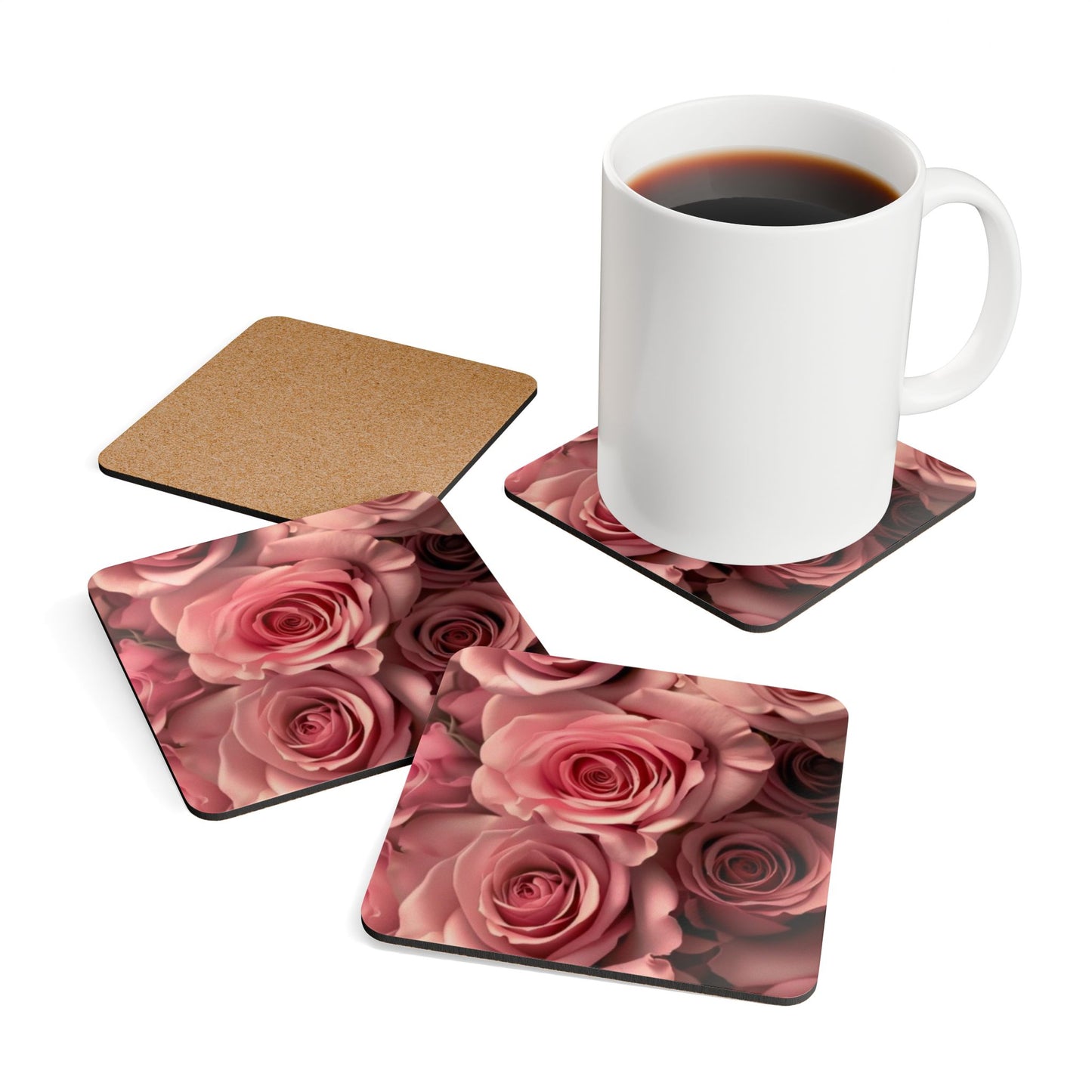 Pink Roses Coaster Set