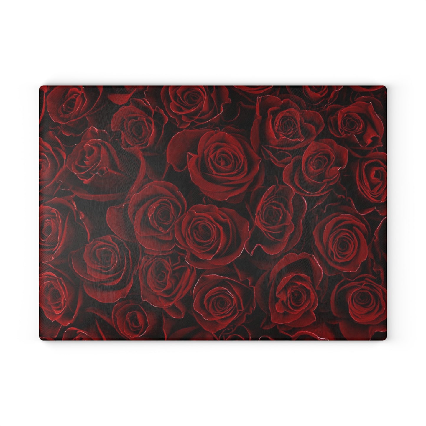 Red Roses Floral Glass Cutting Board – Romantic & Functional Kitchen Accessory