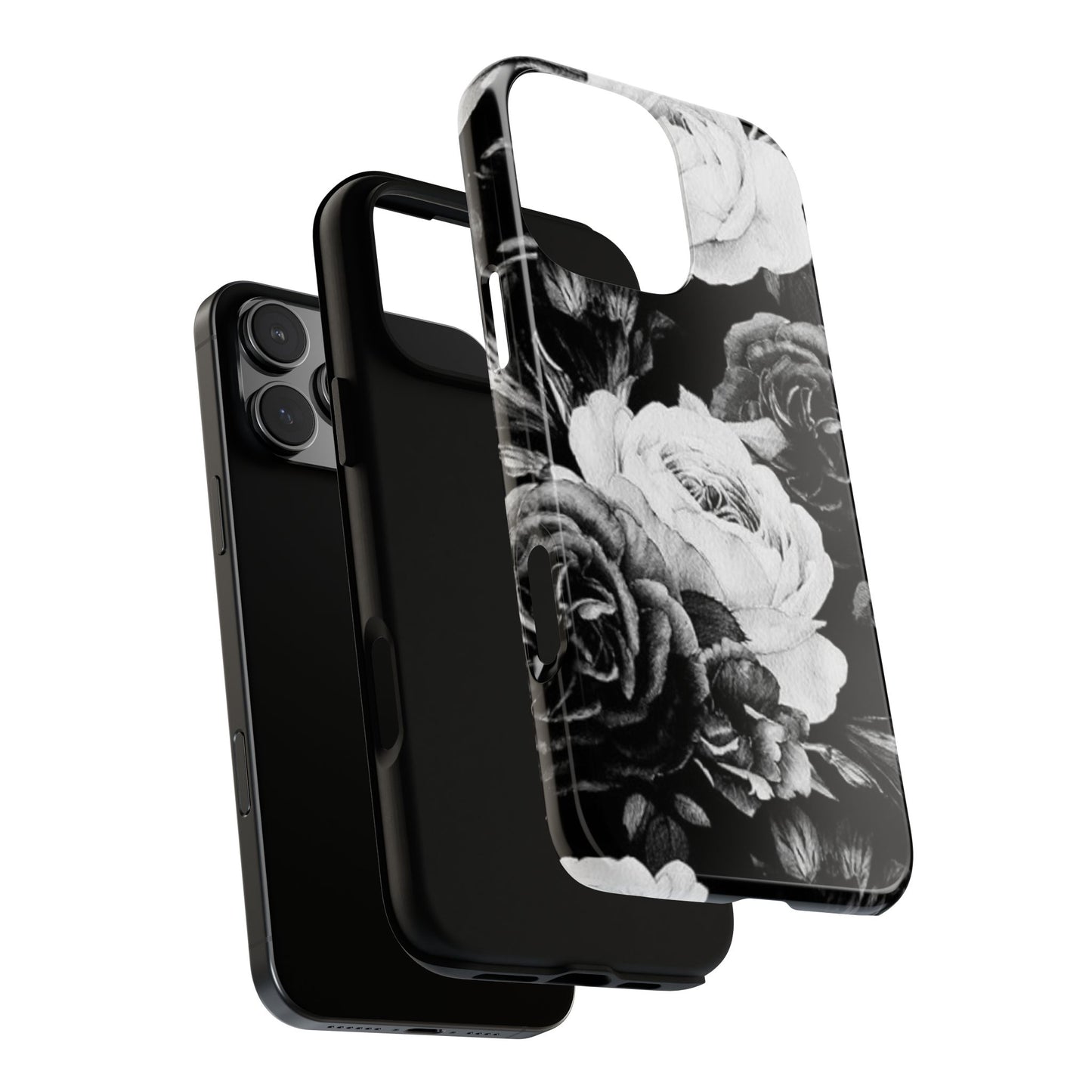 Black and White Floral Tough Phone Case