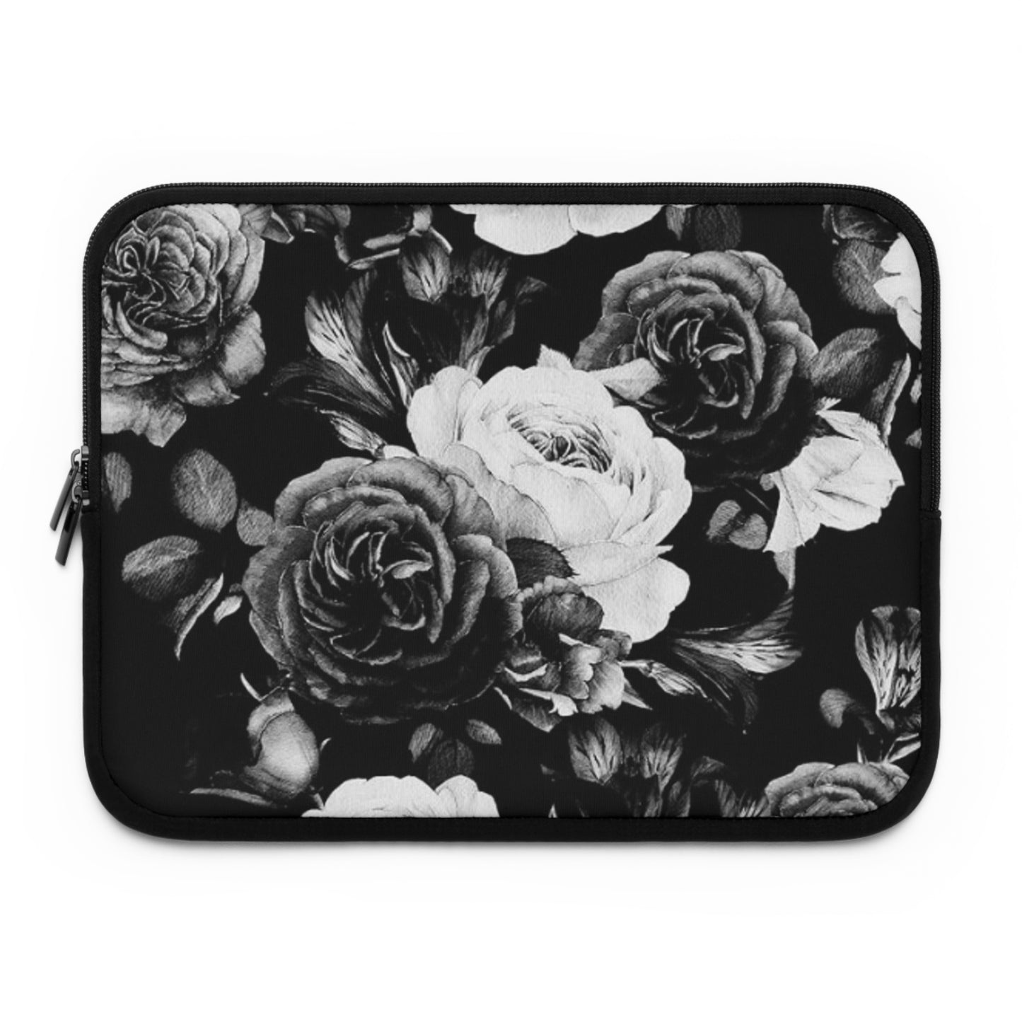 Black and White Floral Laptop Sleeve