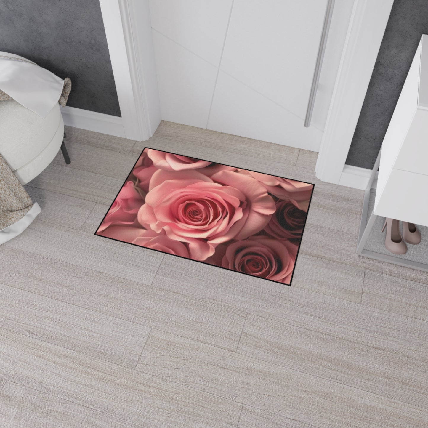 Pink Roses Heavy Duty Floor Mat