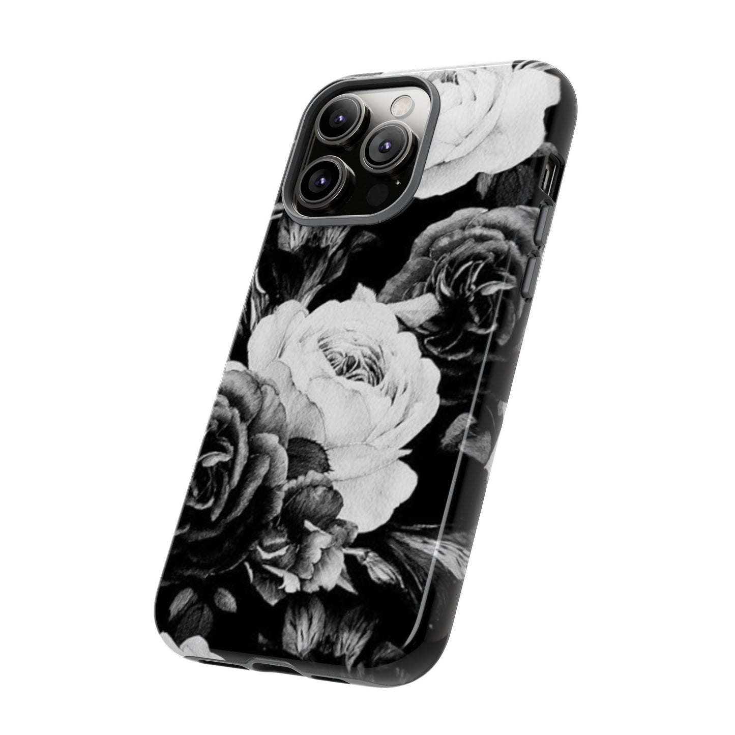 Black and White Floral Tough Phone Case