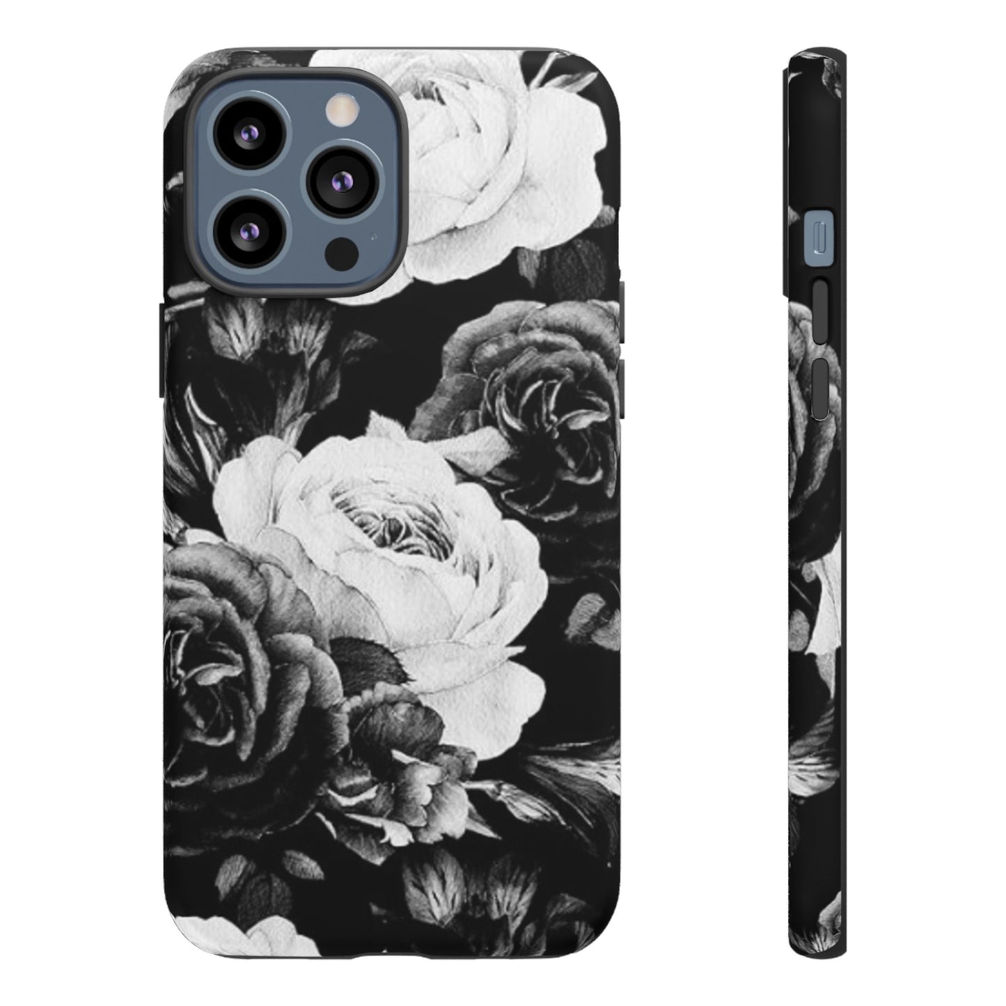 Black and White Floral Tough Phone Case