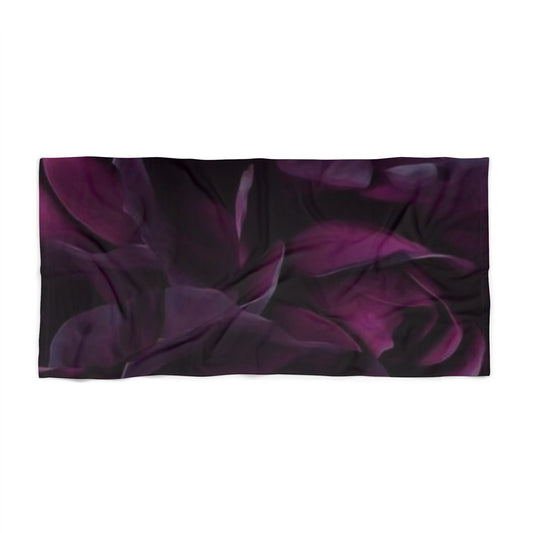 Dark Purple Floral Beach Towel