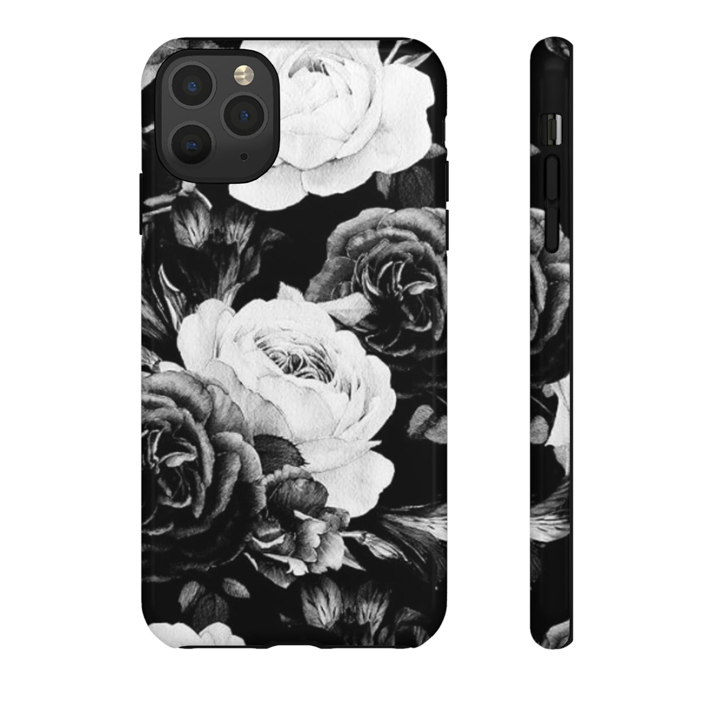 Black and White Floral Tough Phone Case