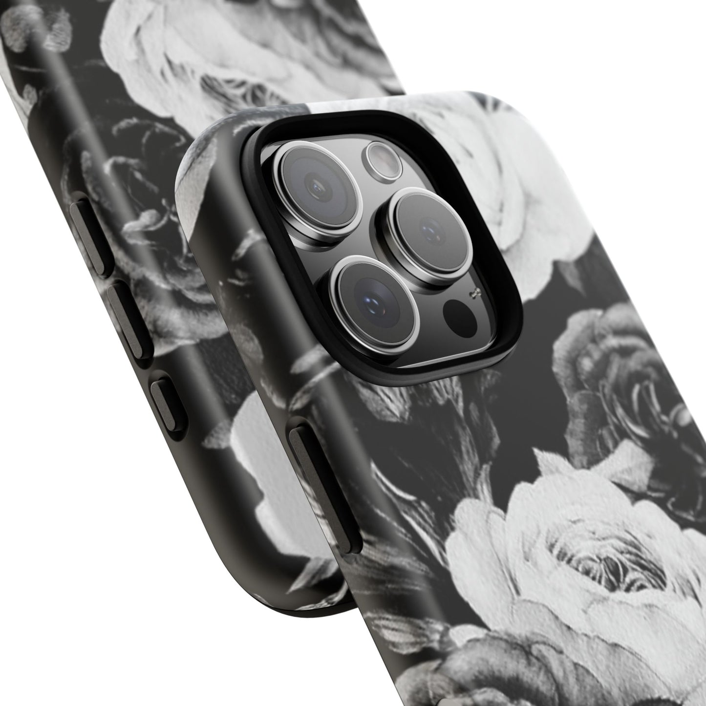 Black and White Floral Tough Phone Case