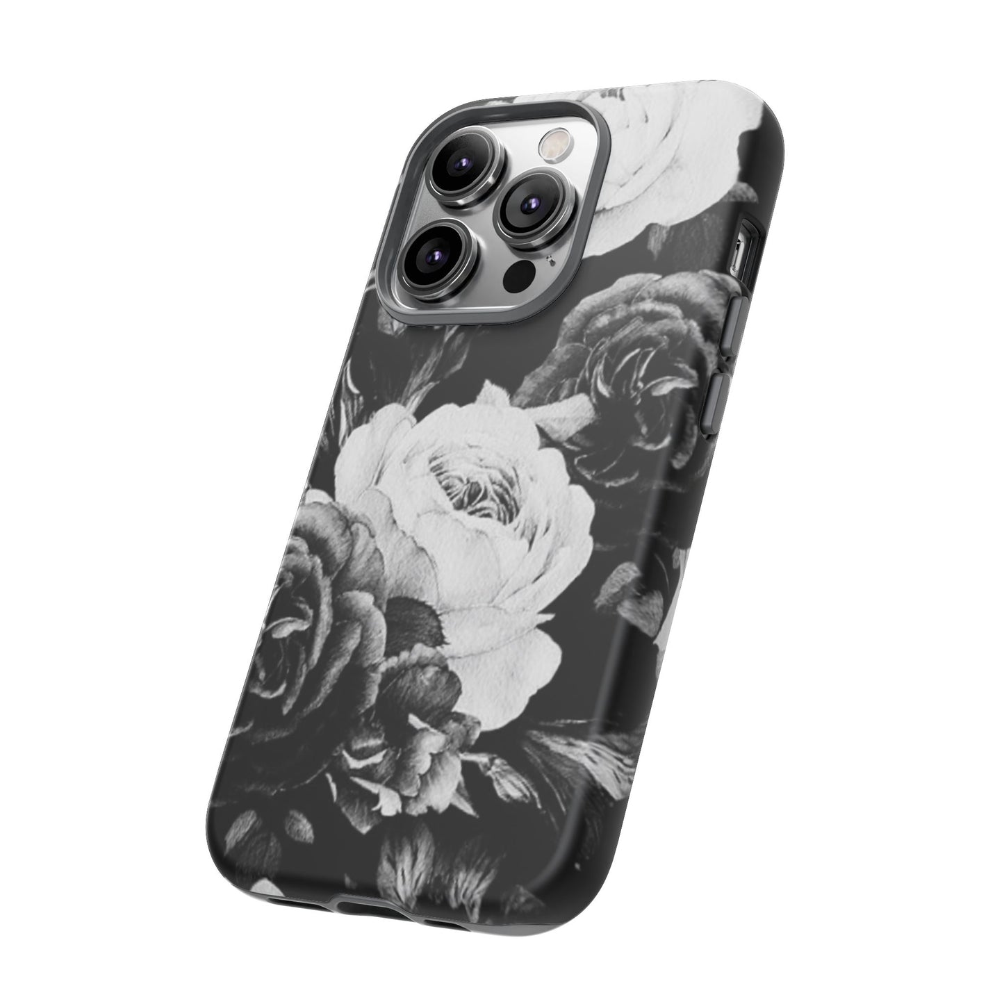 Black and White Floral Tough Phone Case