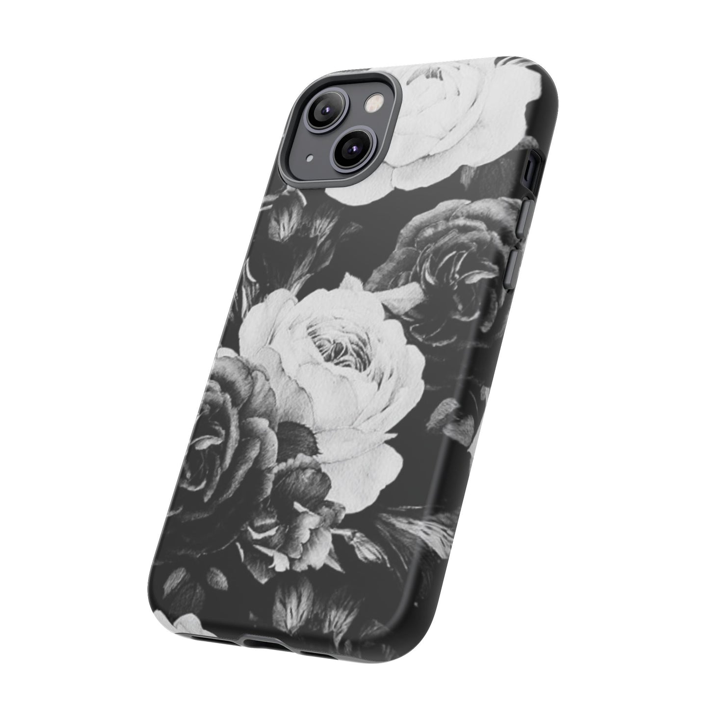 Black and White Floral Tough Phone Case
