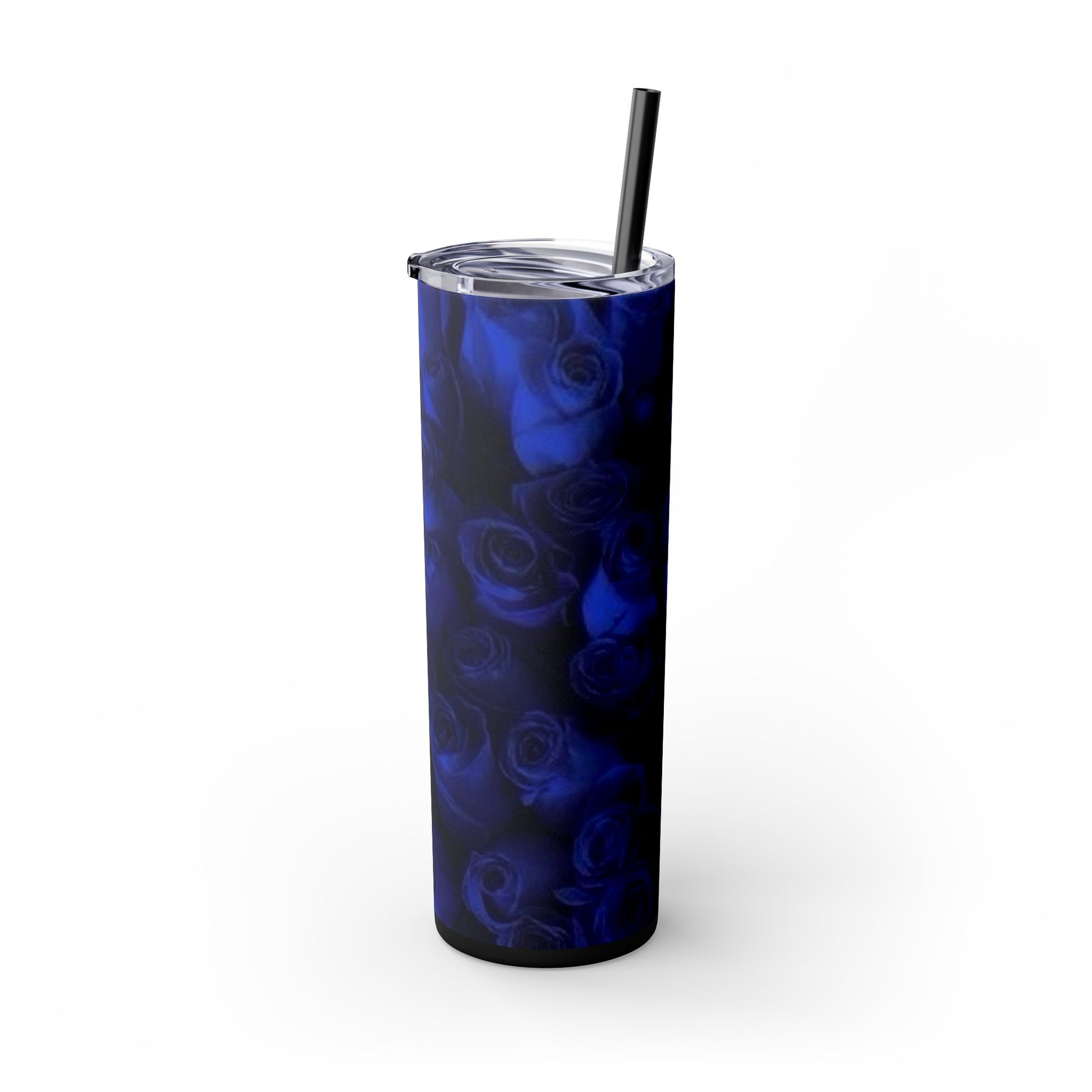Dark Blue Roses Skinny Tumbler – Durable Stainless Steel 20 oz