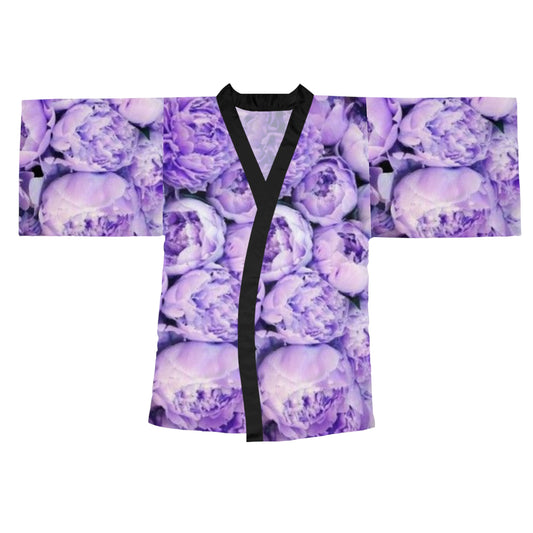 Purple Peony Floral Japanese Style Kimono Robe