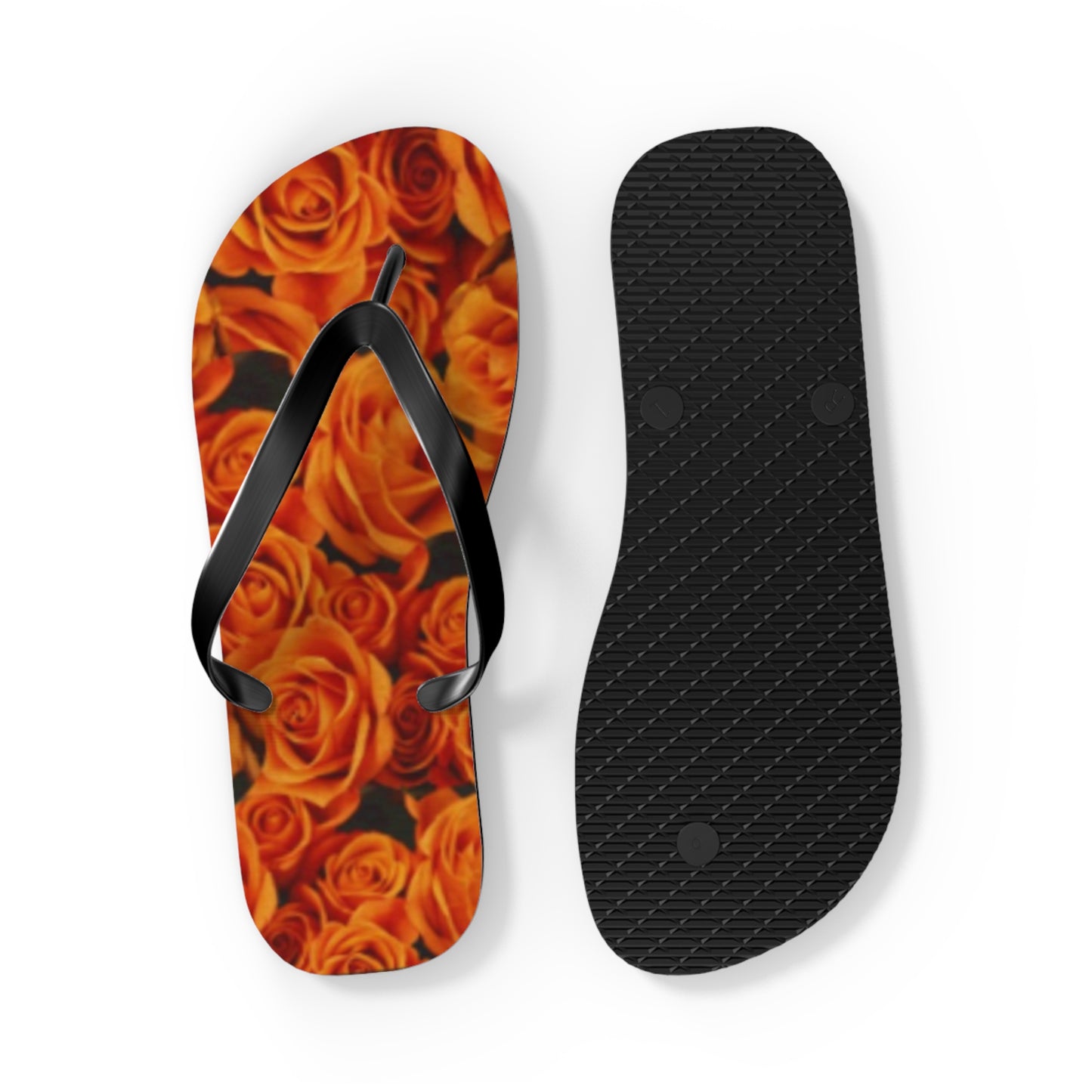 Orange Roses Floral Design Flip Flops