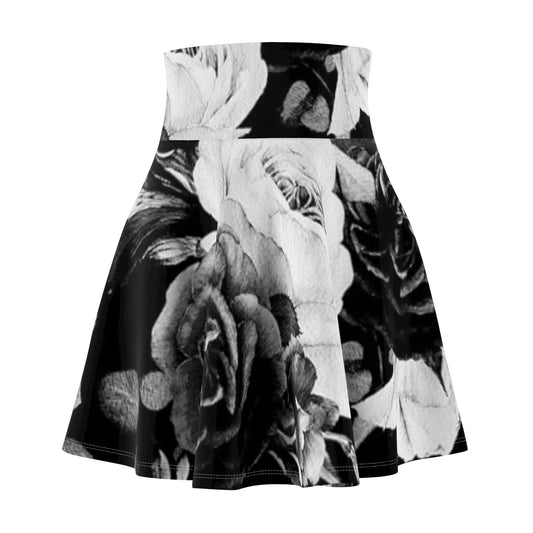 Black & White Floral Skater Skirt