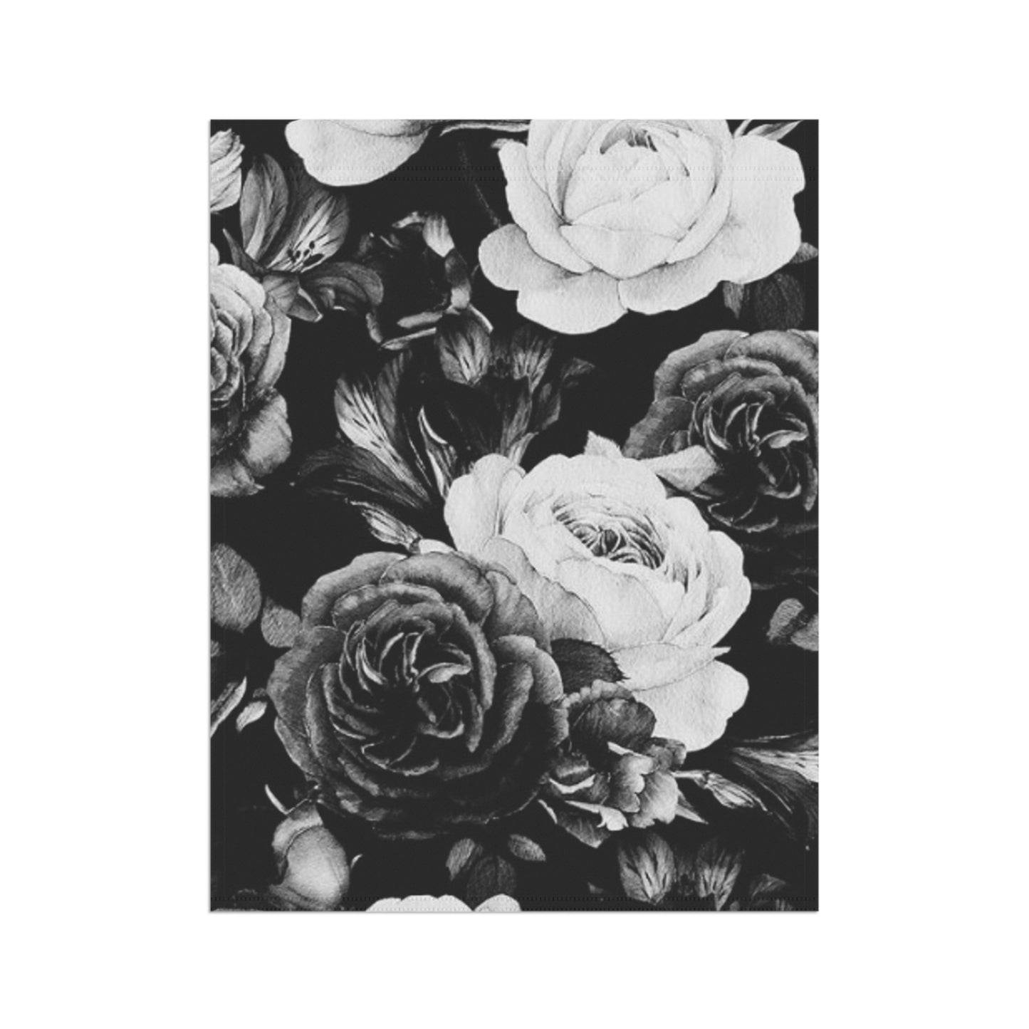 Black & White Floral Garden and House Banner – Minimalist Outdoor Decor