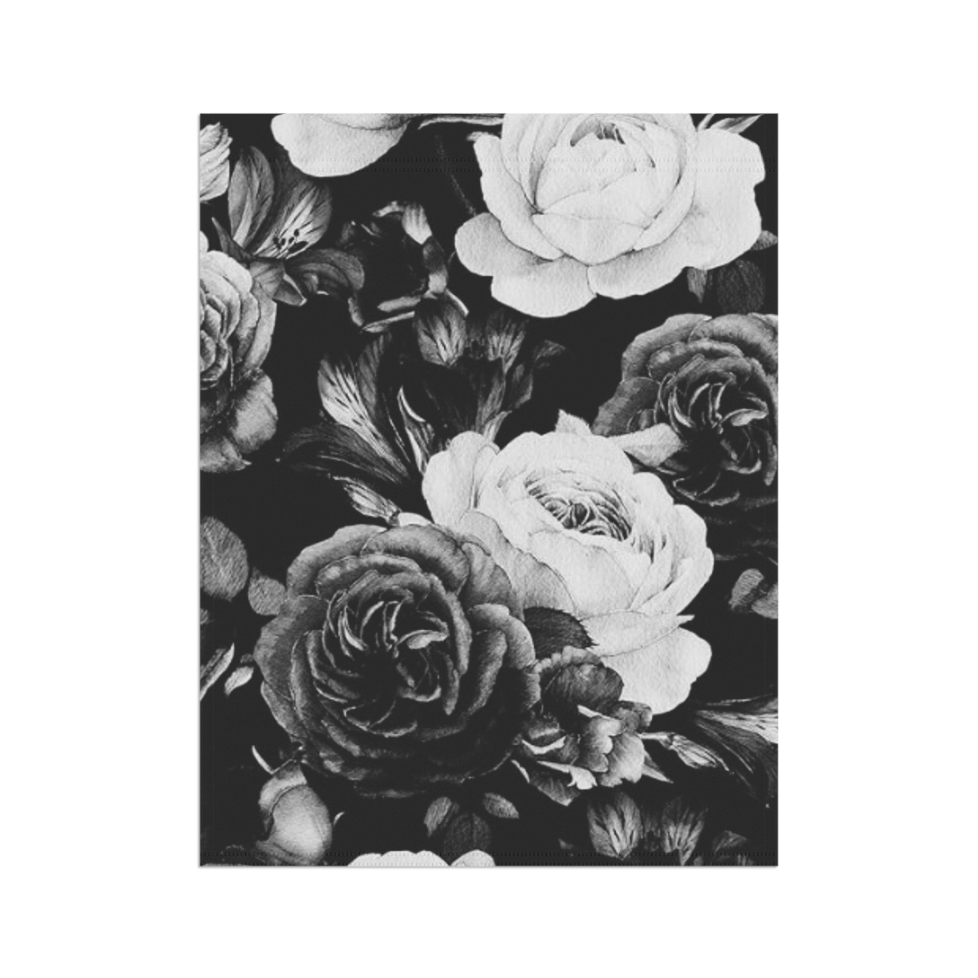 Black & White Floral Garden and House Banner – Minimalist Outdoor Decor