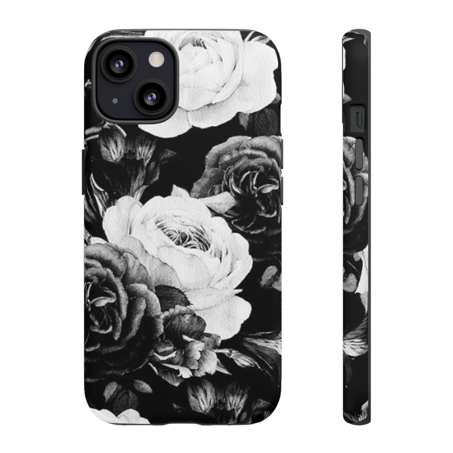 Black and White Floral Tough Phone Case