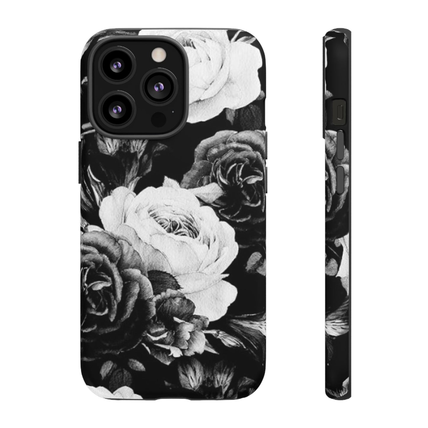 Black and White Floral Tough Phone Case