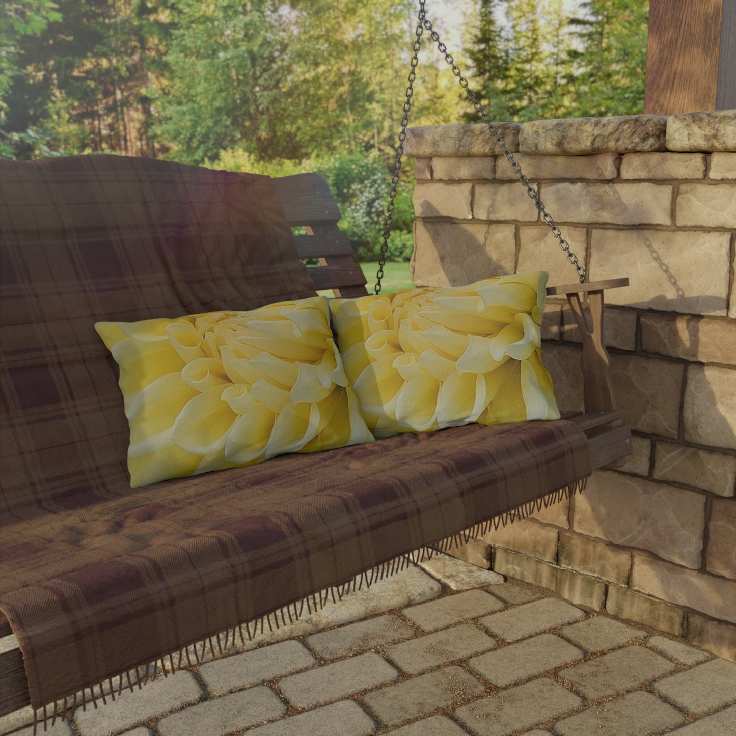 Yellow Dahlia Outdoor Pillow