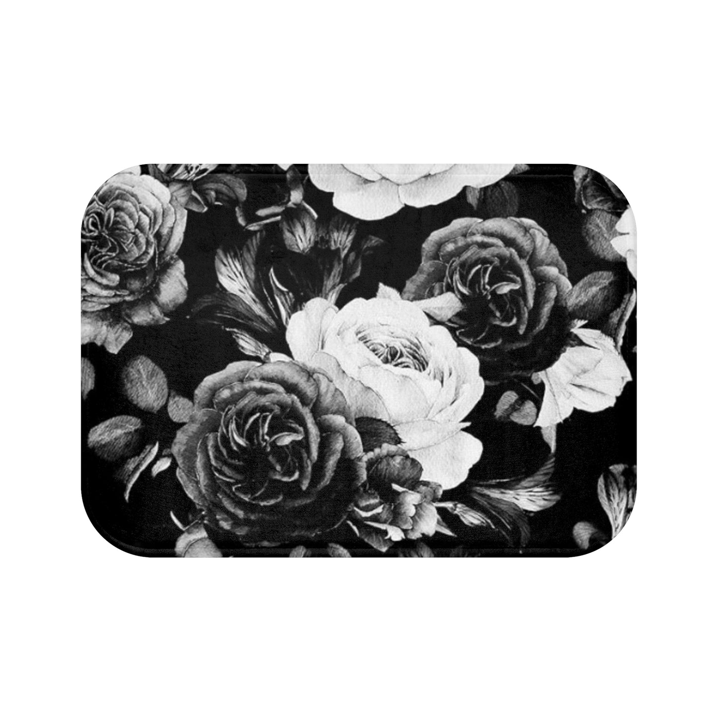 Black & White Floral Bath Mat Anti Slipping