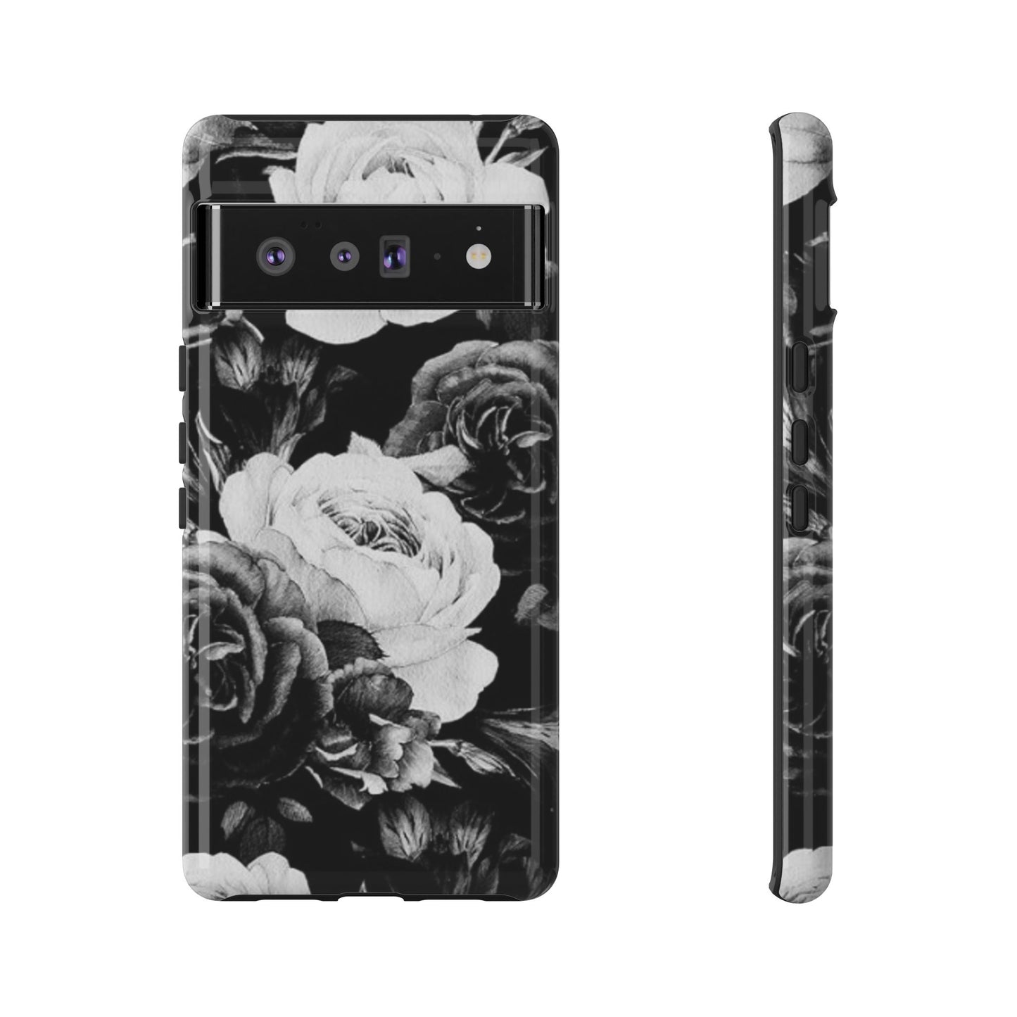 Black and White Floral Tough Phone Case