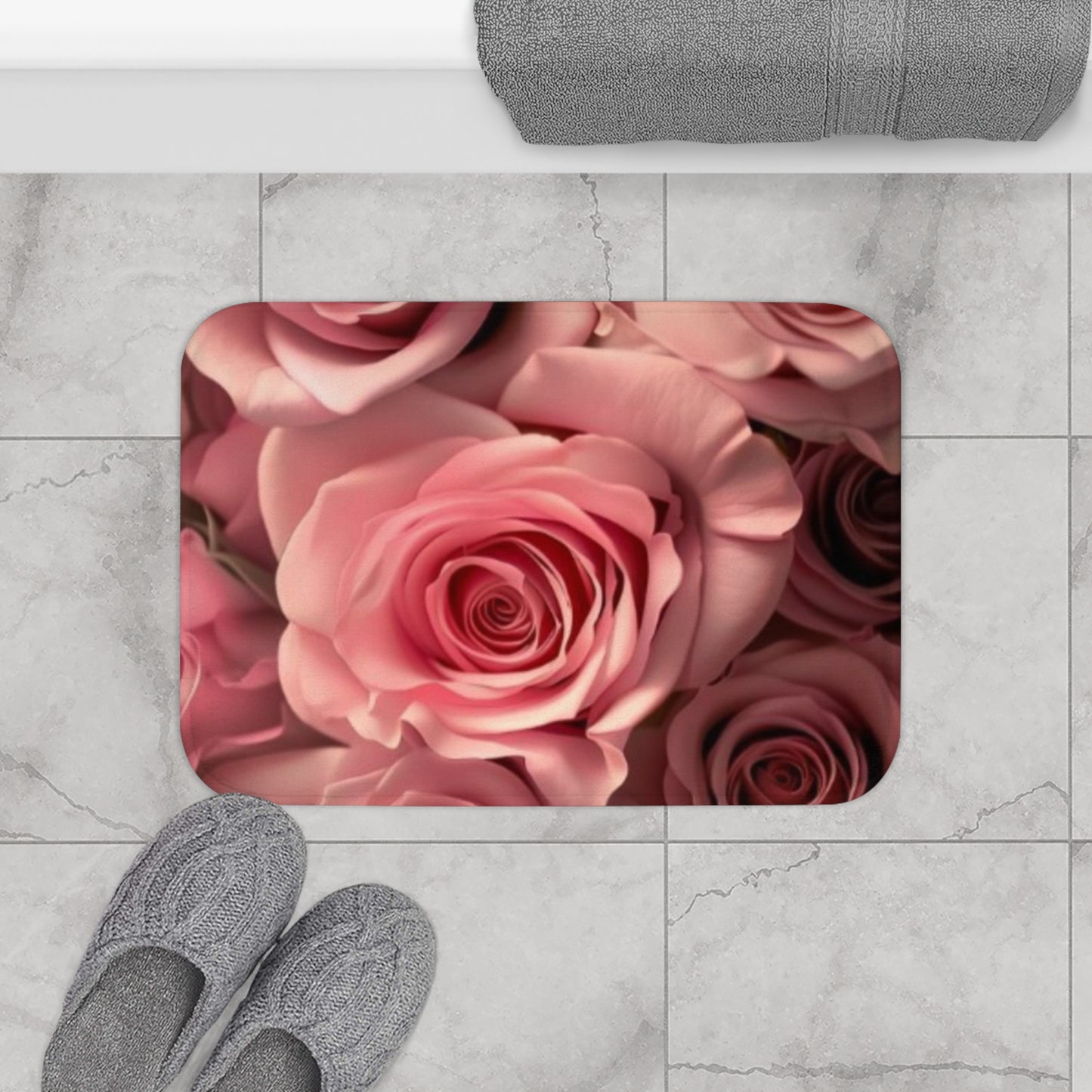 Pink Roses Bath Mat
