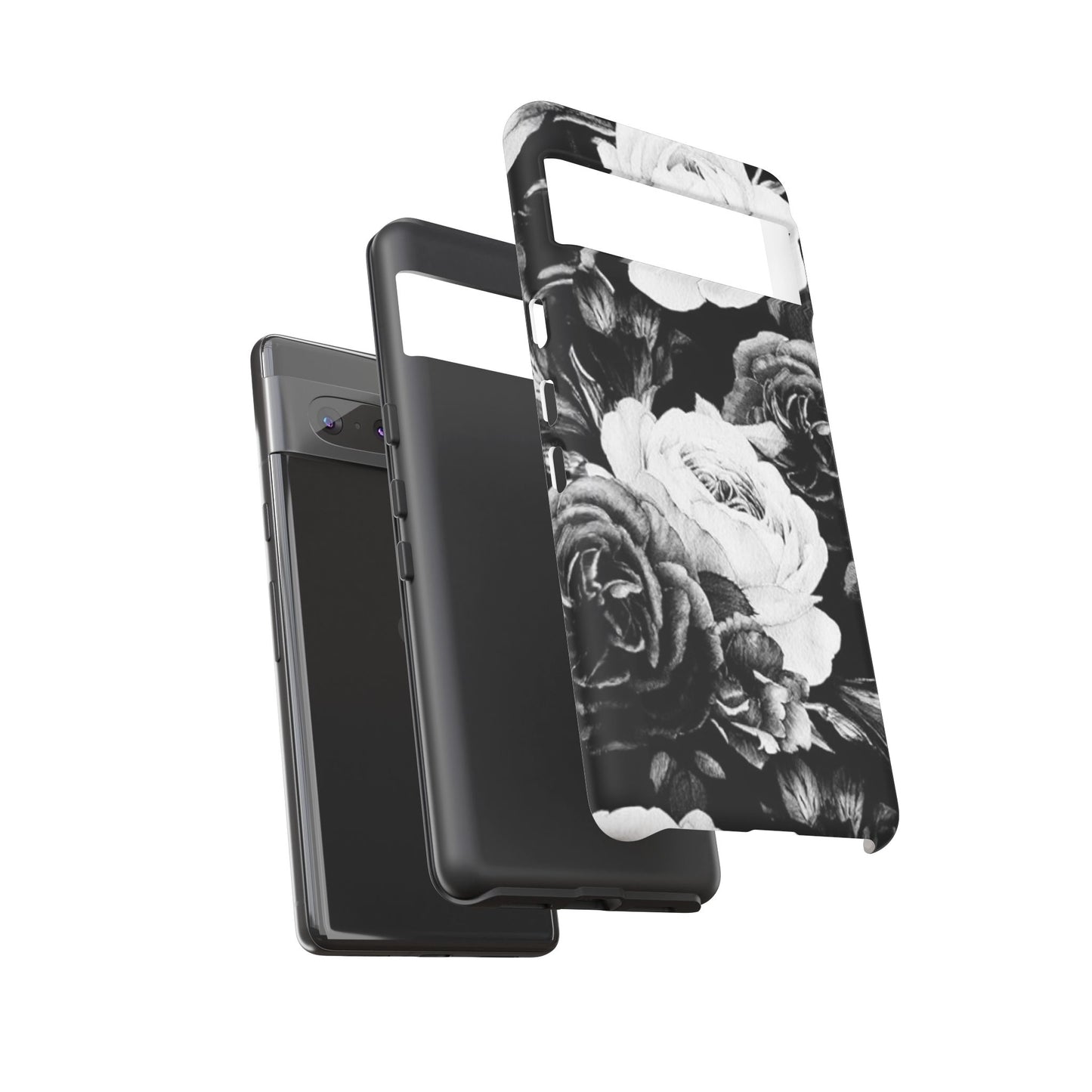 Black and White Floral Tough Phone Case