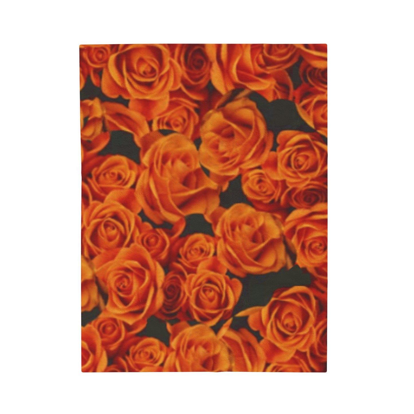 Orange Roses Floral Design Velveteen Plush Blanket