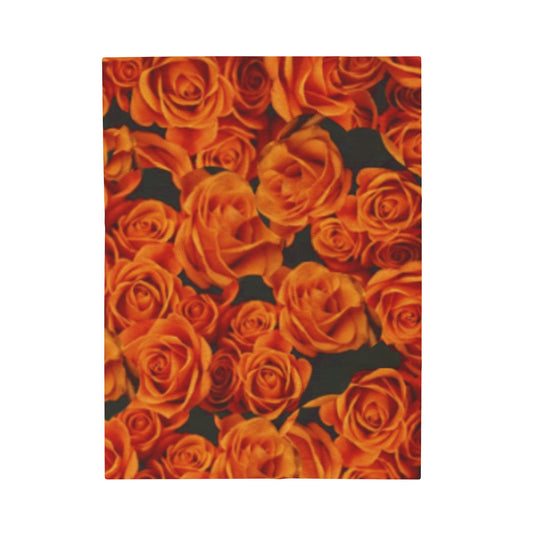 Orange Roses Floral Design Velveteen Plush Blanket