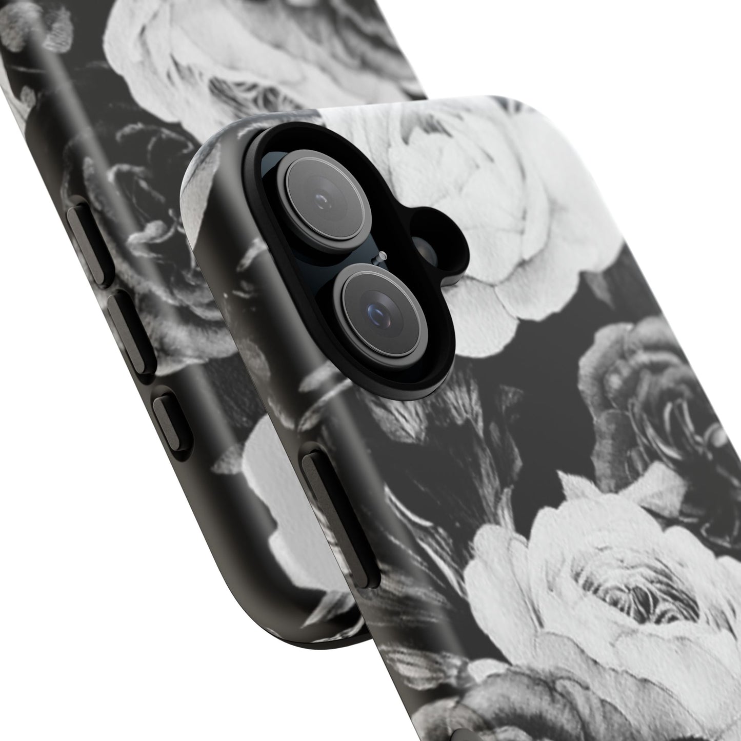 Black and White Floral Tough Phone Case