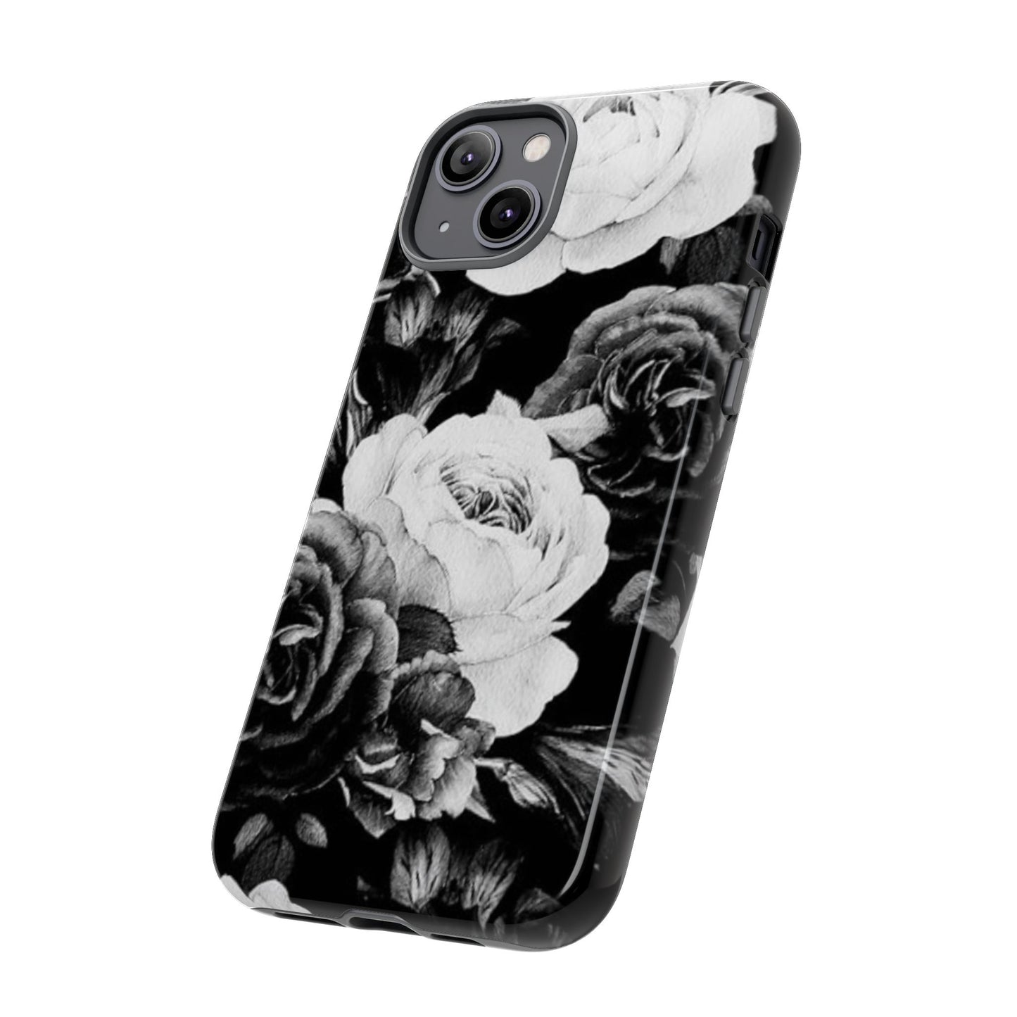 Black and White Floral Tough Phone Case