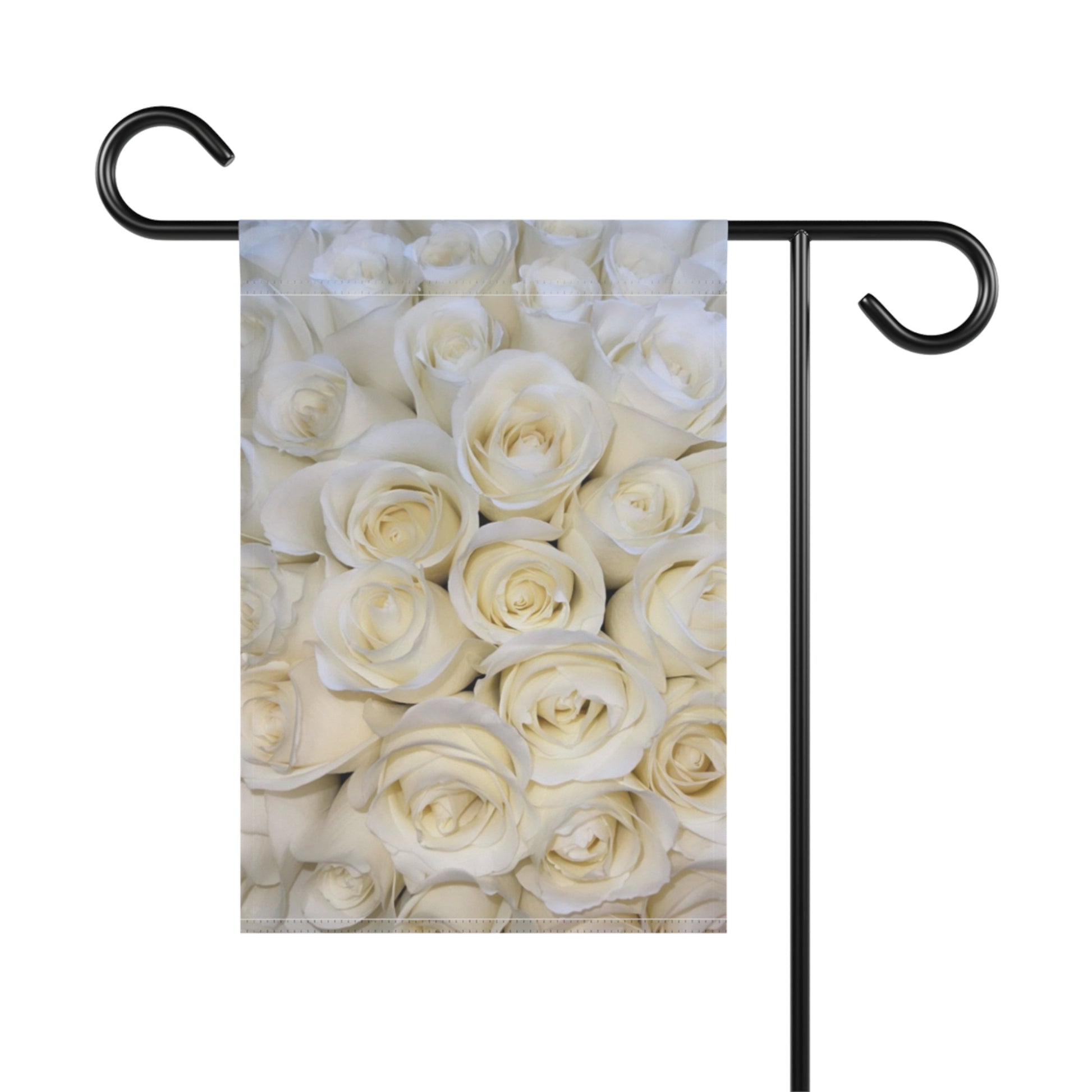 White Roses Floral Garden and House Banner – Elegant Yard Flag