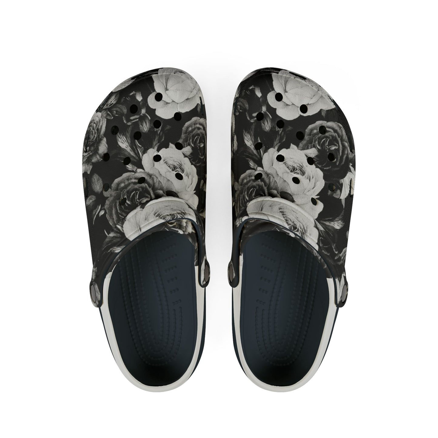 Black and White Floral Foam Shoes