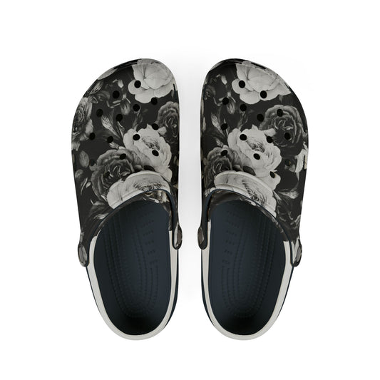 Black and White Floral Foam Shoes