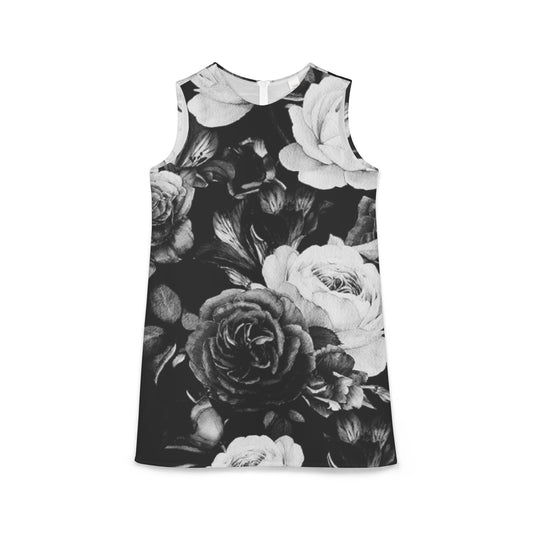 Black and White Floral Sleeveless Shift Dress – Timeless Style, Effortless Fit