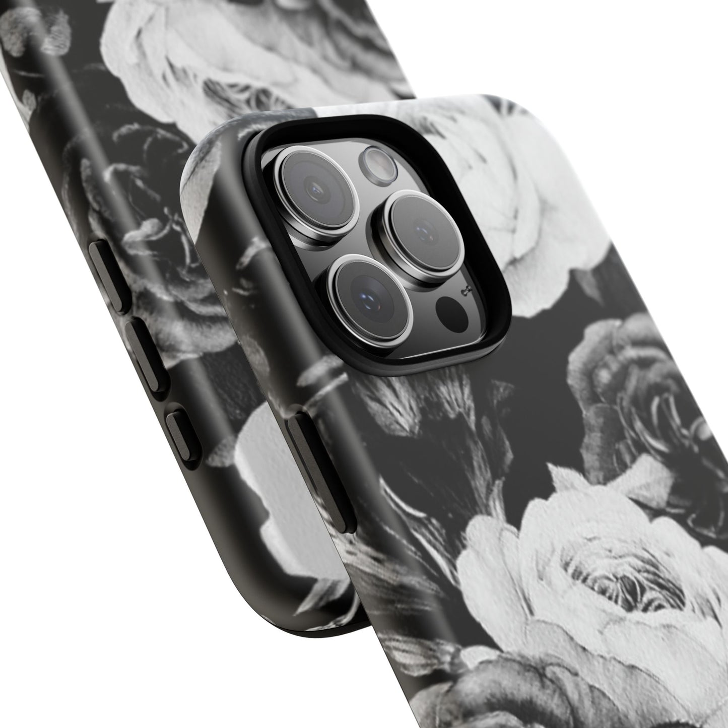 Black and White Floral Tough Phone Case