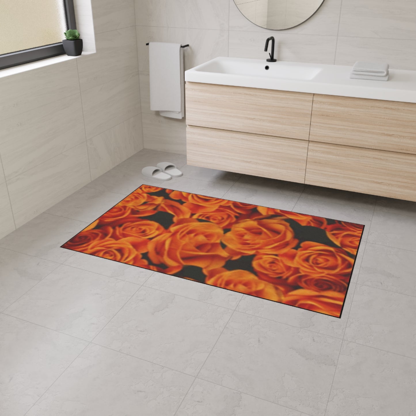 Orange Roses Heavy Duty Floor Mat