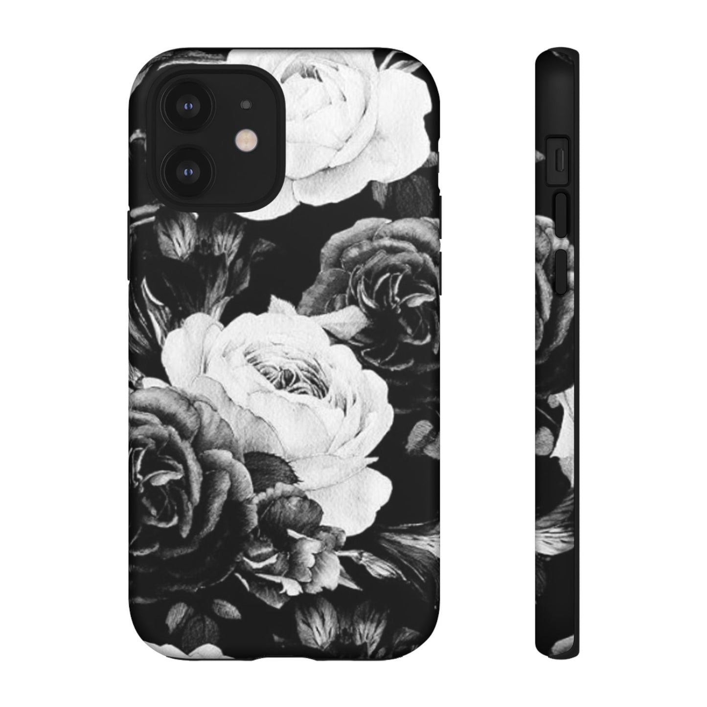 Black and White Floral Tough Phone Case
