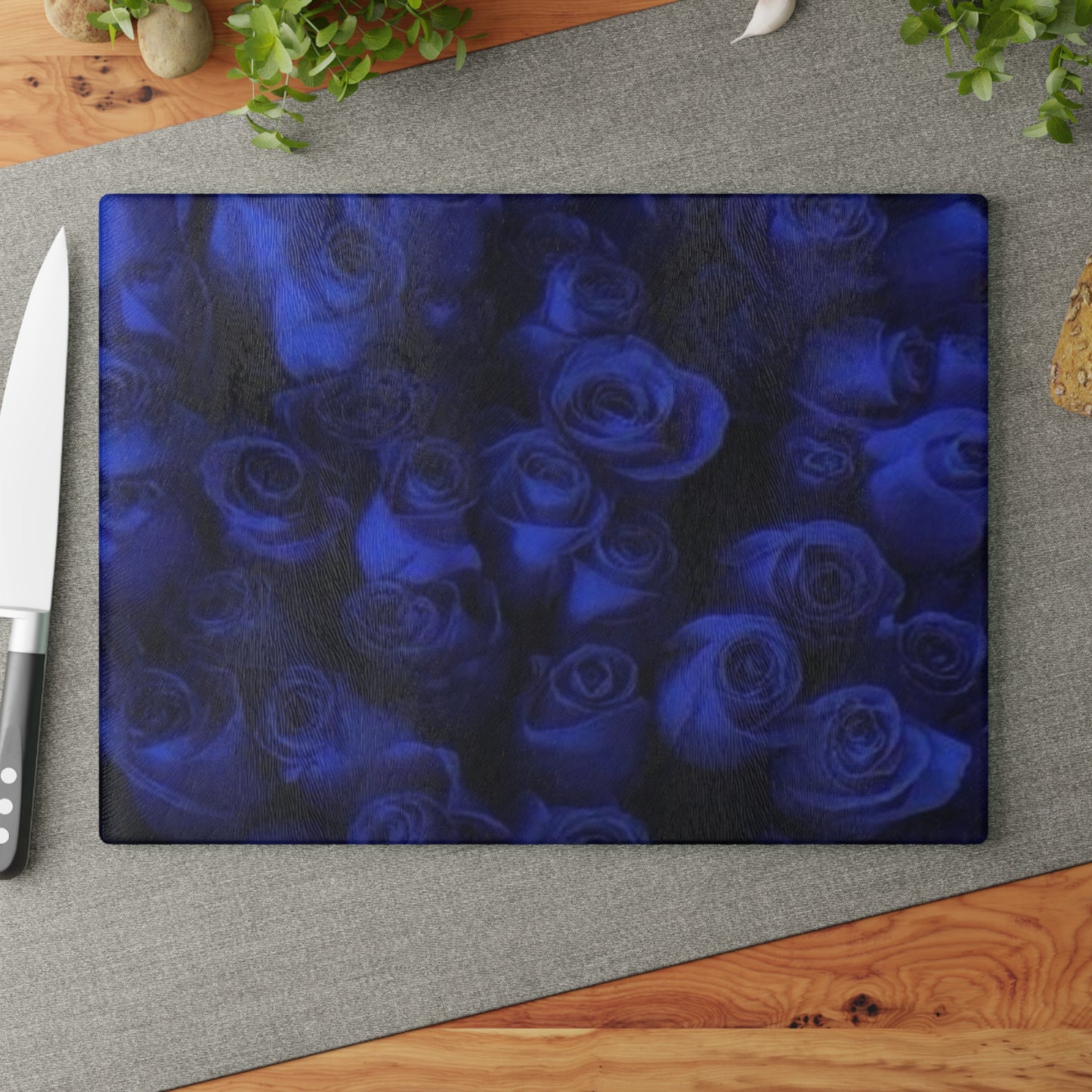 Dark Blue Roses Cutting Board