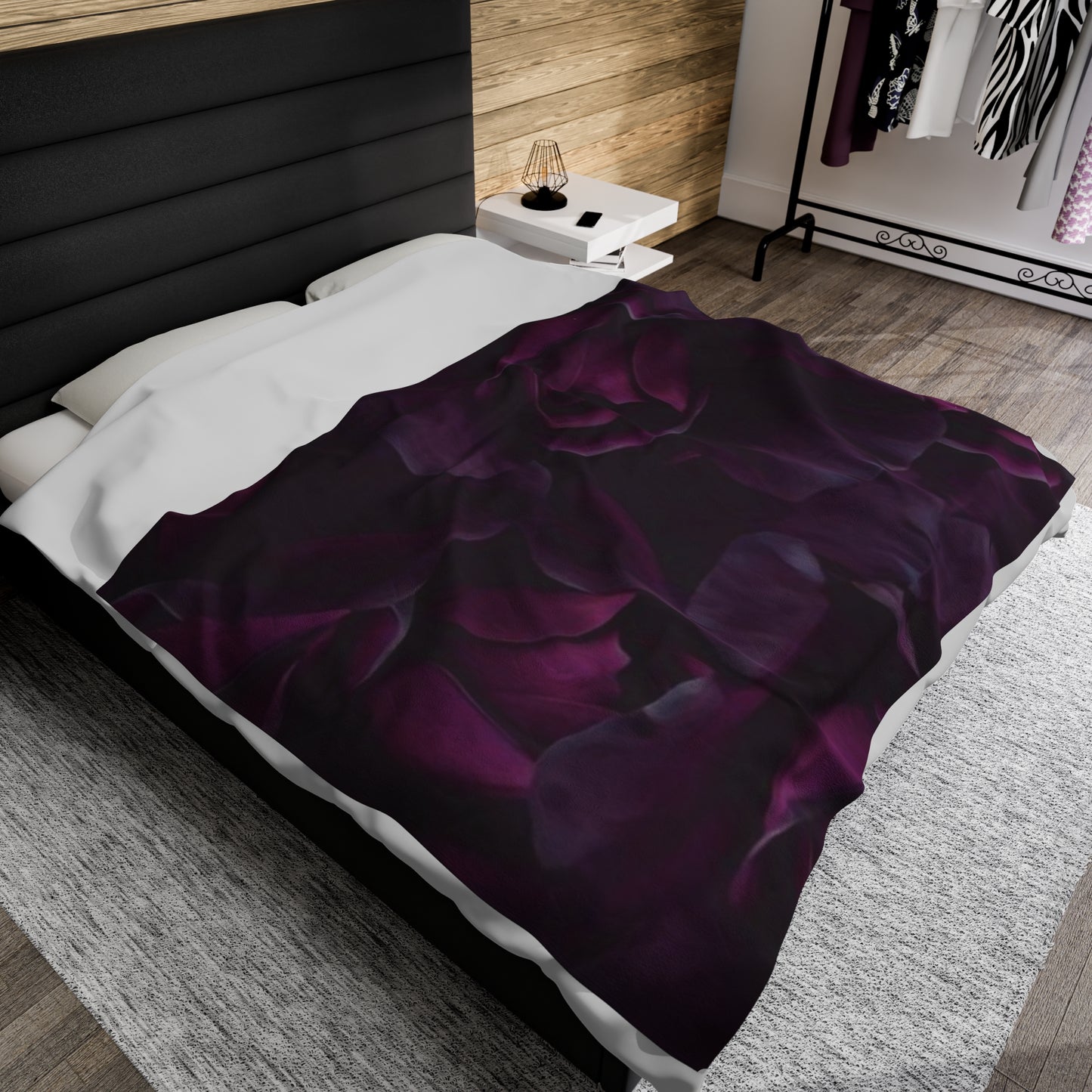Dark Purple Floral Blanket