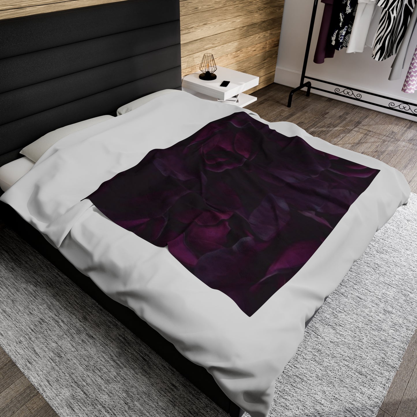 Dark Purple Floral Blanket