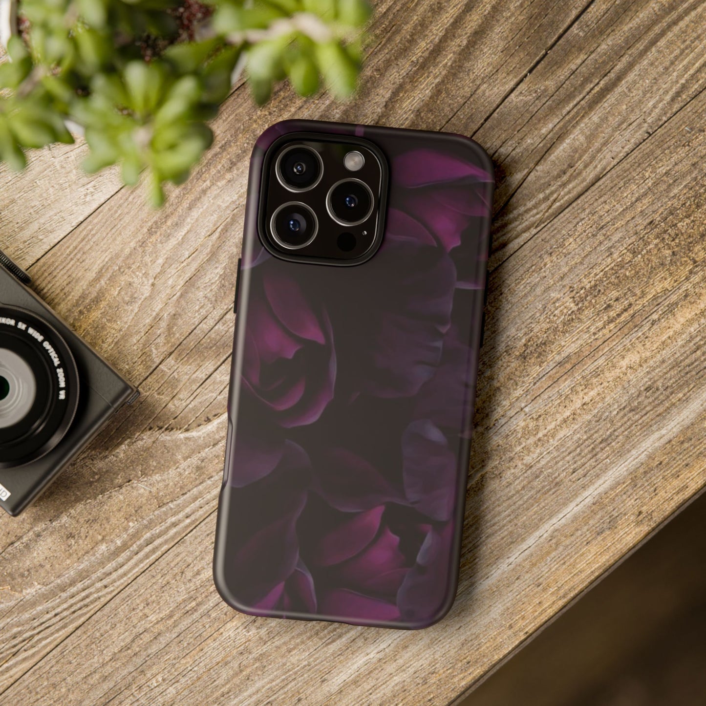 Dark Purple Floral Tough Phone Case