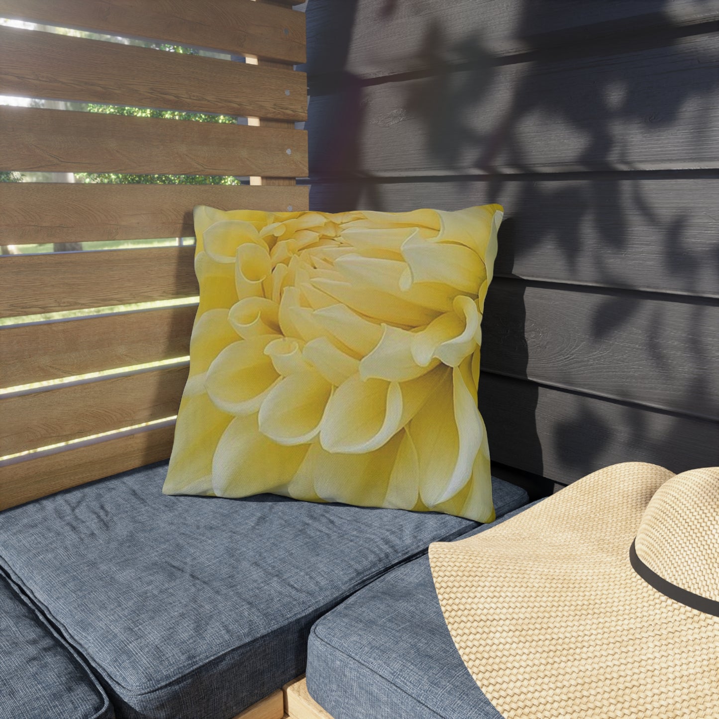 Yellow Dahlia Outdoor Pillow