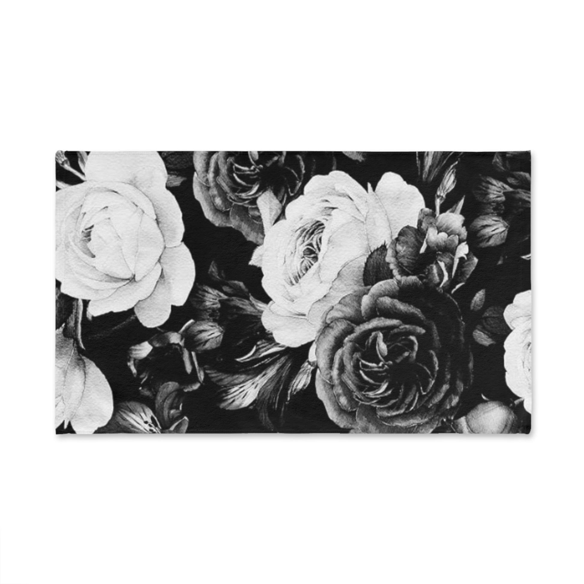 Floral Hand Towel – Black & White Design