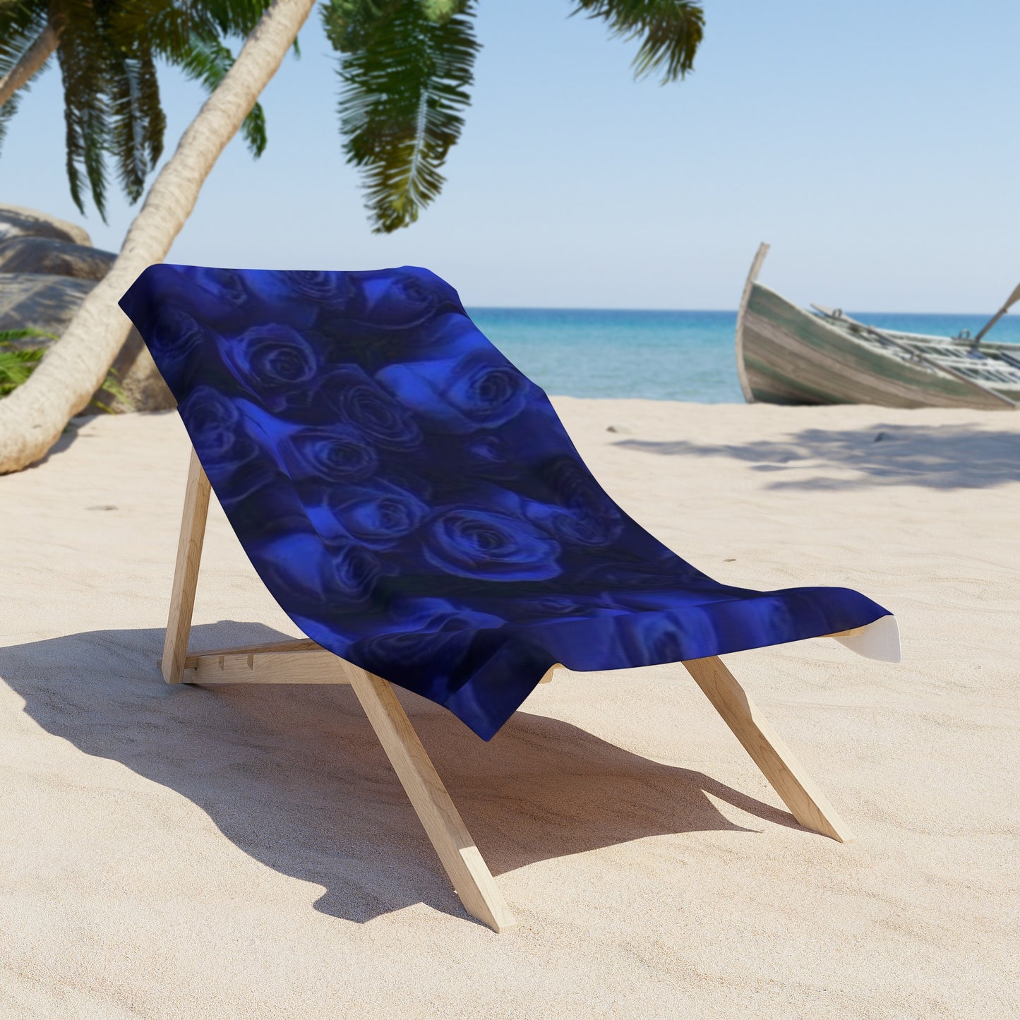 Dark Blue Roses Beach Towel