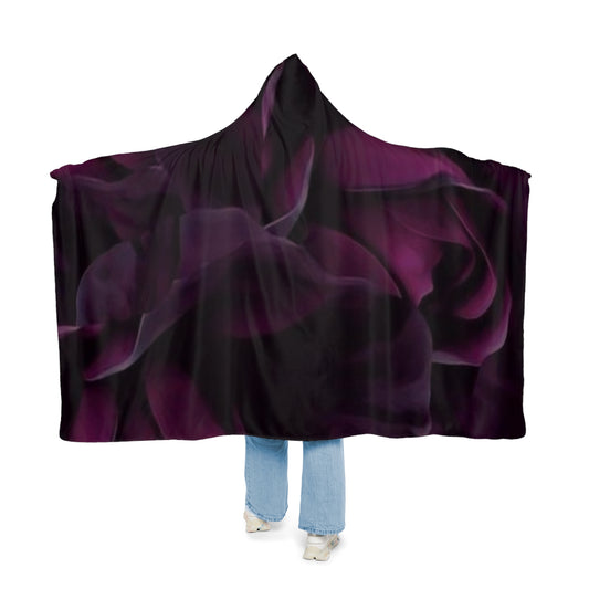 Dark Purple Floral Hood Blanket